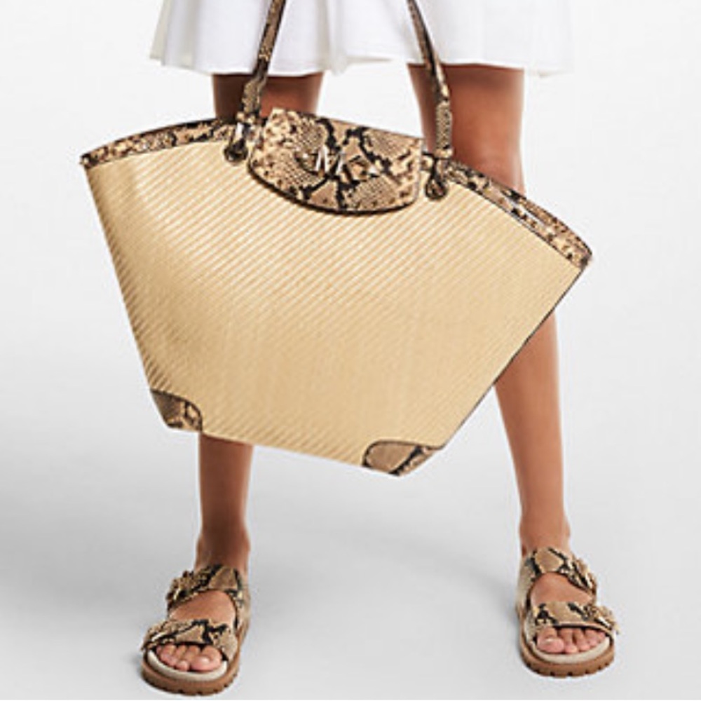 Michael Kors straw leather tote bag